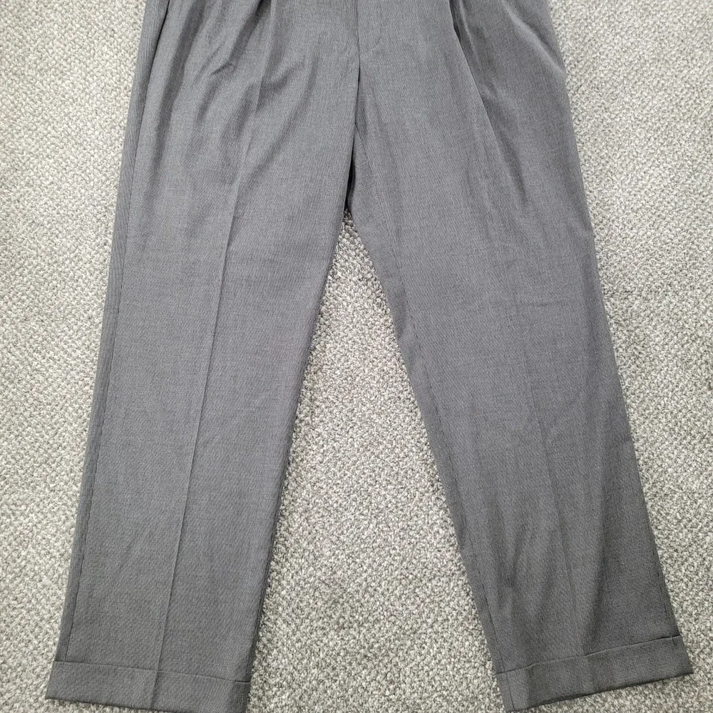Ralph Lauren Mens 40x32 Grey Pleated Cuffed Dress Pants Stretch Micro Pattern